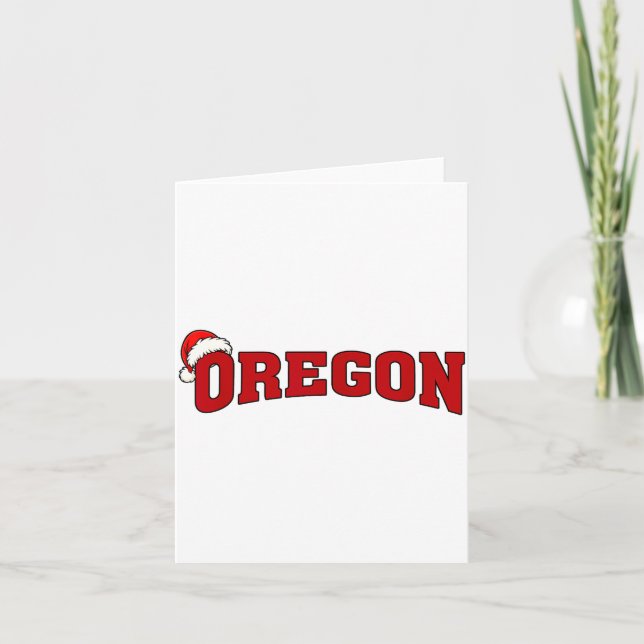 Carte Oregon Christmas Santa Hat Retro Throwback Souveni (Devant)