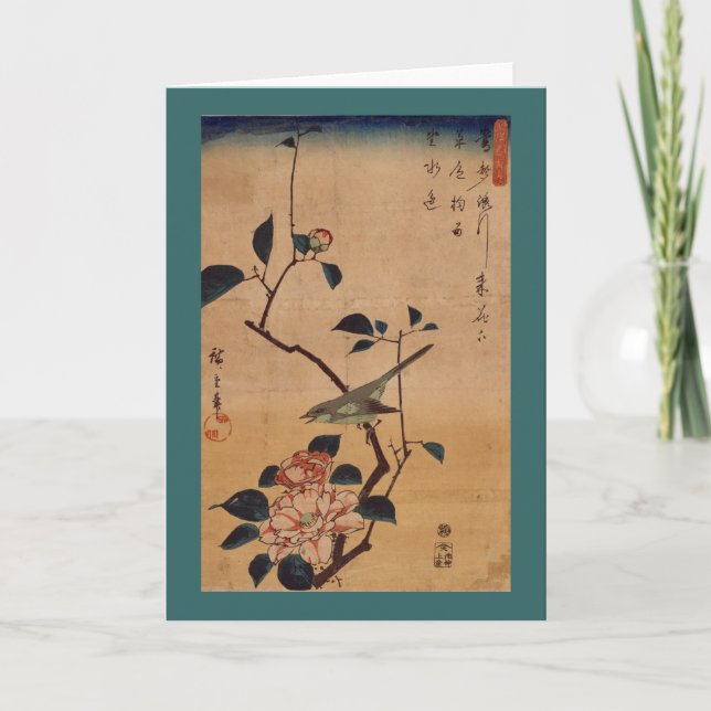 Carte Oriental Camellia et Paruline (Devant)