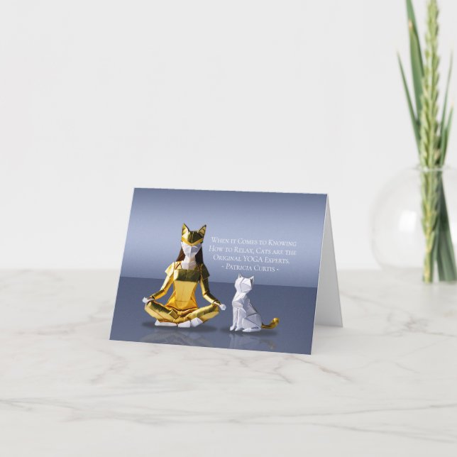 Carte Origami Gold Foil Yoga Méditer Catwoman and Cat (Devant)