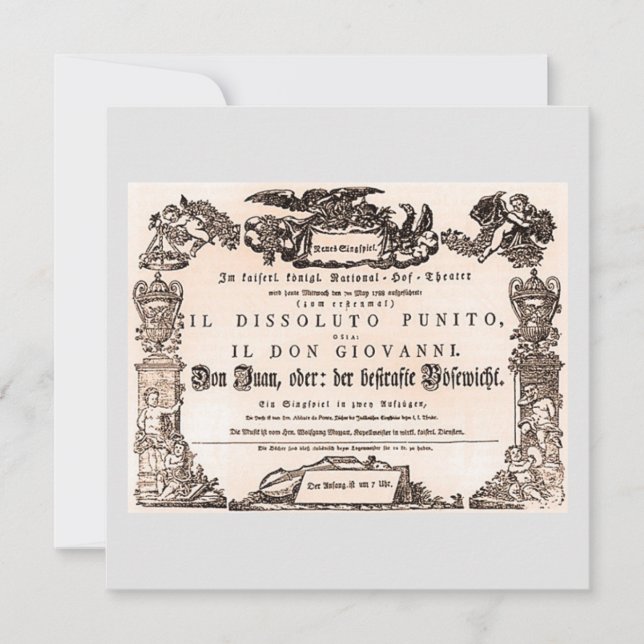 Carte Originale playbill, première de Vienne de Don Giov (Devant)