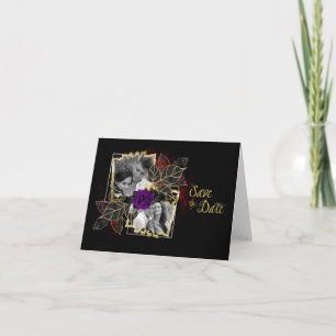 Carte Ornate Elegant Photo Enregistrer la date Purple Ro