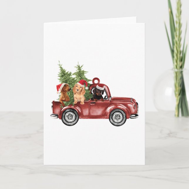 Carte Ornement de Noël de voiture teckel Ornements de No (Devant)