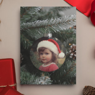 Carte Ornement de photo d'arbre de Noël personnalisé sur