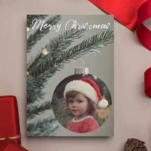 Carte Ornement de photo d'arbre de Noël personnalisé sur