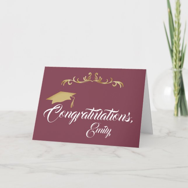 Carte Ornement d'or Félicitations Graduate Graduate Grad (Devant)