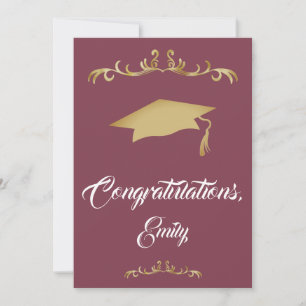 Carte Ornement Doré Élégant Félicitations Diplômé