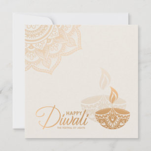 Carte Ornement en or Rose minimal Happy Diwali 