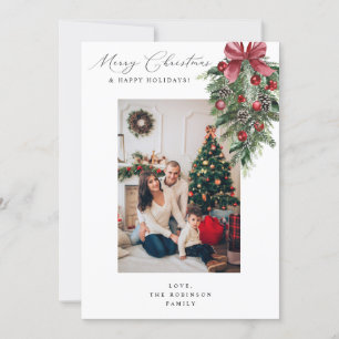 Carte Ornement Rouge Garland Joyeux Noël V Photo