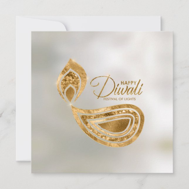 Carte Ornement violet et or Happy Diwali Card (Devant)