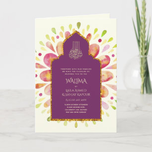 Carte Ornemental bilingue WALIMA Nikah Mariage musulman