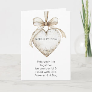 Carte Ornements de mariage coeurs gris crème chic