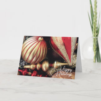 Carte Ornements de Noël de Noël Rouge et Or