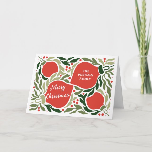 Carte Ornements de Noël et photo de vacances de Noël (Devant)