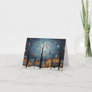 Carte Ornements d'hiver Skandinavian Folk Art Noël