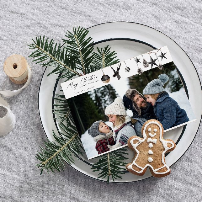 Carte Ornements noirs et para photo Joyeux Noël (Créateur téléchargé)