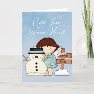 Carte Orteils froids Coeur chaud - Angel d'hiver & Snowm