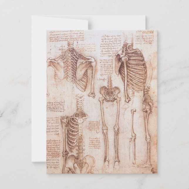 Carte Os de squelette de Léonard de Vinci, anatomie huma (Devant)