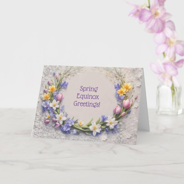Carte Ostara Spring Equinox Greetings Flowers Wreath  (Orchidée)