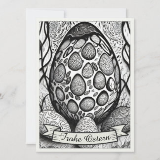Carte Ostermonochrome Cartoon mit Ostéréier 25024