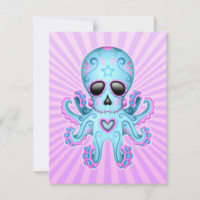 Carte Otopus Zombie au crâne de sucre - bleu pourpre (Devant)