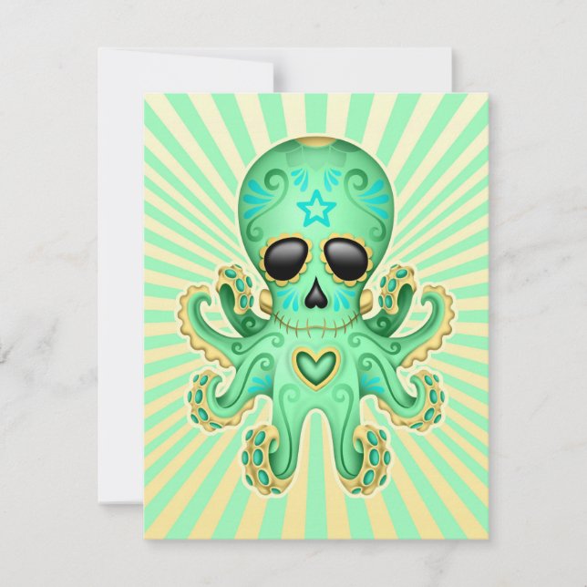 Carte Otopus Zombie au crâne de sucre - Vert (Devant)