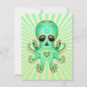 Carte Otopus Zombie au crâne de sucre - Vert
