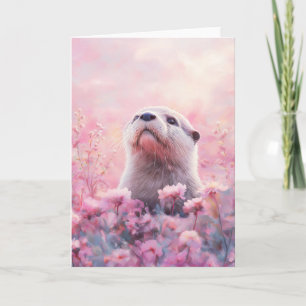 Carte Otter à travers des fleurs florales rêvées