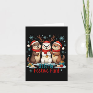Carte Otter de Noël Festive Otter Animaux Animaux