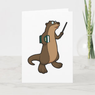 Carte Otter en tant qu'enseignant avec livre et pointeur