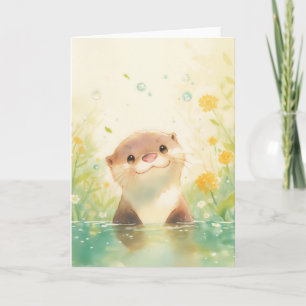 Carte Otter souriant dans un pré de soleil