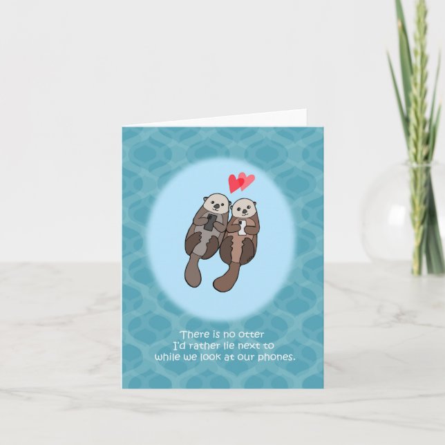 Carte Otters Funny Geeky Love Anniversaire/Valentines (Devant)