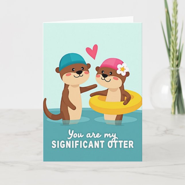Carte Otters In Love Greeting Card (Devant)