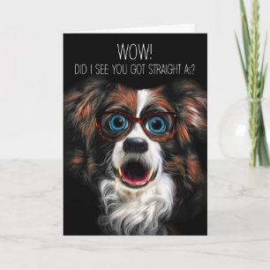 Carte OUAH ! Straight A's Funny Border Collie Félicats