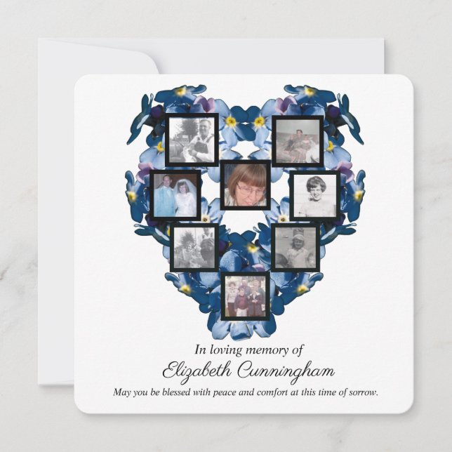 Carte Oubliez-moi pas Floral Heart Design 8 Photos Colla (Devant)