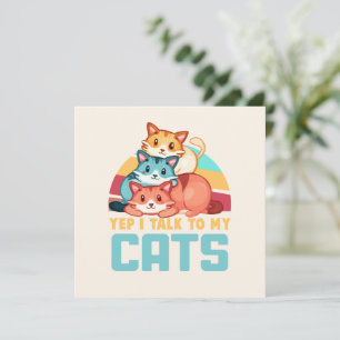 Carte Oui, je parle à My Cats-Adorable Trio Cat Design 2