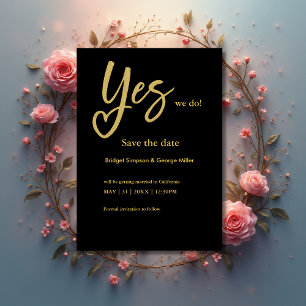 Carte Oui Nous faisons Black Gold Wedding enregistrer la