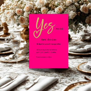 Carte Oui Nous faisons Hot Pink Gold Wedding enregistrer