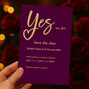 Carte Oui Nous faisons la prune mariage Gold enregistrer