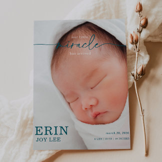 Carte Our Little Miracle Baby Announcement card