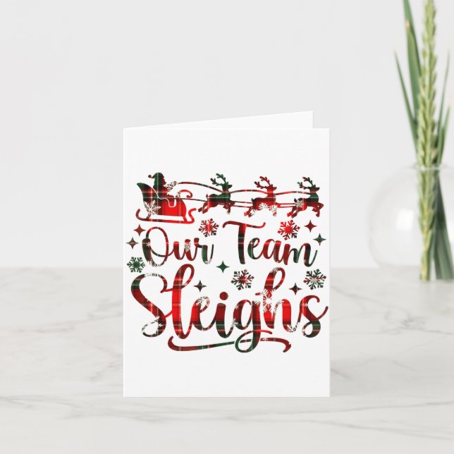 Carte Our Team Sleighs Christmas Santa Reindeers Office  (Devant)