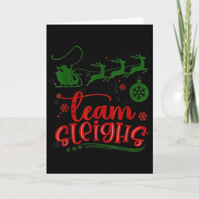 Carte Our Team Sleighs Reindeer Santa Claus Xmas Office  (Devant)