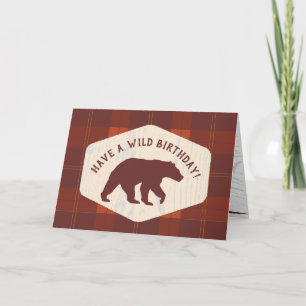 Carte Ourdoorsy Style Plaid Bear Birthday