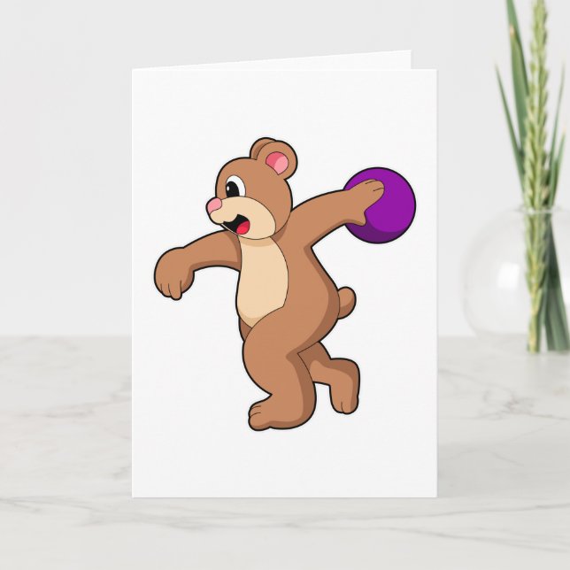 Carte Ours à Bowling avec balle de Bowling (Devant)