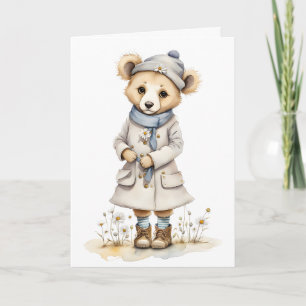 Carte Ours adorable en Casquette de manteau Bottes d'éch