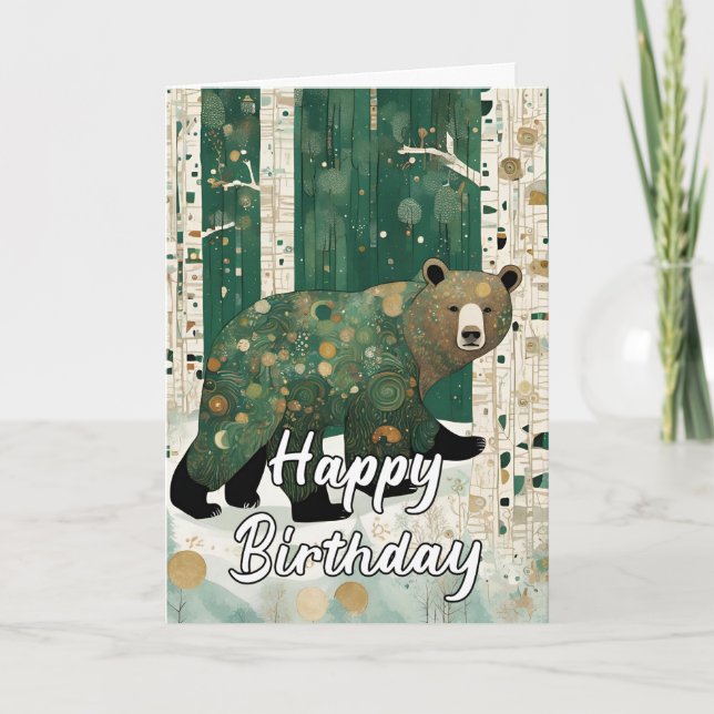 Carte Ours Art Nouveau Personnalisé Anniversaire (Devant)