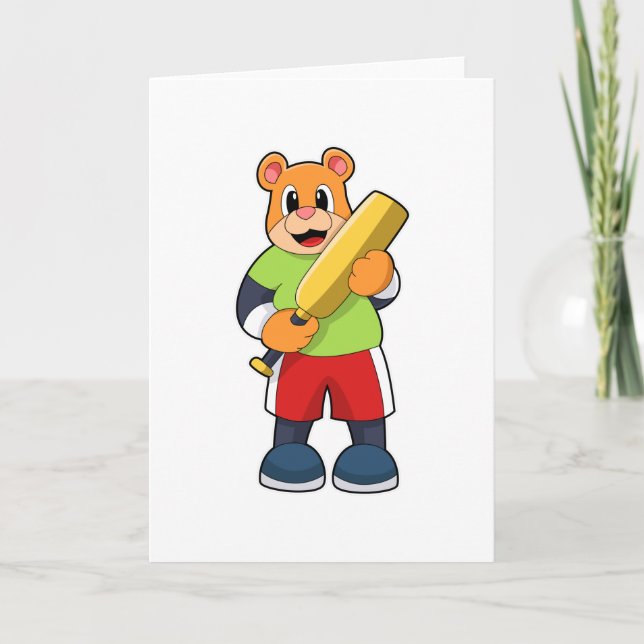 Carte Ours au cricket avec chauve-souris de cricket (Devant)
