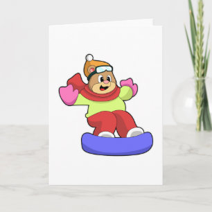 Carte Ours au snowboard avec snowboard