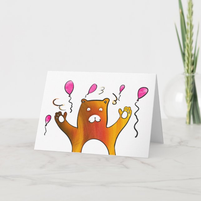 Carte Ours avec ballons (Devant)