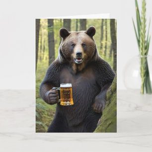 Carte Ours Avec Bière En Bois