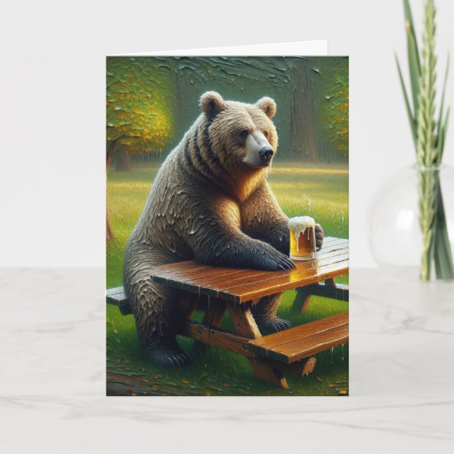 Carte Ours avec une bière (Devant)